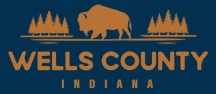 an orange buffalo with words that read Wells County Indiana against a dark blue background