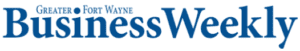The image shows the logo of Greater Fort Wayne Business Weekly, with the text "Greater Fort Wayne Business Weekly" in blue letters on a white background.