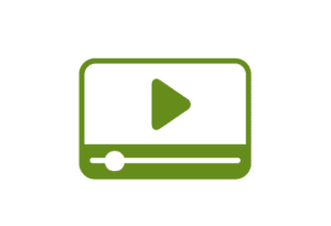 An icon of a video player with a green play button in the center, symbolizing an engaging investment plan. The player interface includes a progress bar at the bottom, with a circular control for navigating through the video. The image is set against a white background.