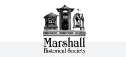 marshall Historic Society logo black on white building