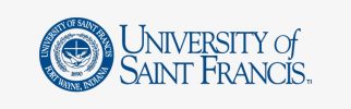 a blue and white logo reading University of Saint Francis