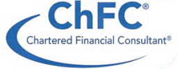 blue and white logo for Chartered Financial Consultant credential
