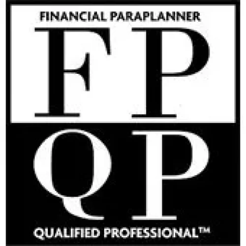 Logo featuring the text "Financial Paraplanner Qualified Professional" with large initials "FP" on the top half and "QP" on the bottom half. The top section has black text on a white background, and the bottom section has white text on a black background.