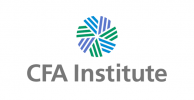 words say CFA Institute with a blue green purple symbol that looks like a wind wheel
