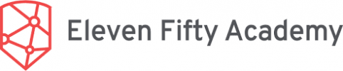 elevenfifty The image shows the logo of Eleven Fifty Academy. On the left, there is a geometric red icon resembling a circuit blueprint or network connected by nodes. To the right of the icon, the text "Eleven Fifty Academy" is written in gray.