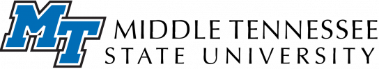 blue and gray logo reading Middle Tennessee State University
