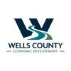 a dark blue W with an aqua colored road that runs through it reading Wells County Economic Development
